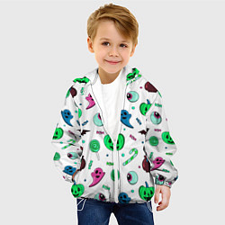Куртка с капюшоном детская Halloween light green pumpkin - паттерн, цвет: 3D-белый — фото 2