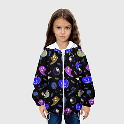 Куртка с капюшоном детская Halloween blue black pumpkin, цвет: 3D-белый — фото 2