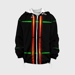 Куртка с капюшоном детская Neon green black red line, цвет: 3D-белый