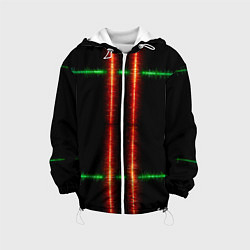 Куртка с капюшоном детская Color black green red lines, цвет: 3D-белый