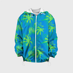 Куртка с капюшоном детская Palm light green light blue, цвет: 3D-белый