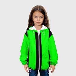 Куртка с капюшоном детская Color green black line, цвет: 3D-белый — фото 2