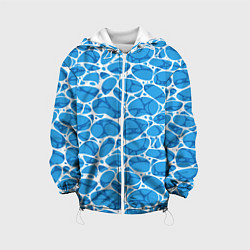 Куртка с капюшоном детская Волновая рябь на поверхности воды паттерн, цвет: 3D-белый