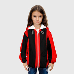 Куртка с капюшоном детская Color black red lines, цвет: 3D-белый — фото 2