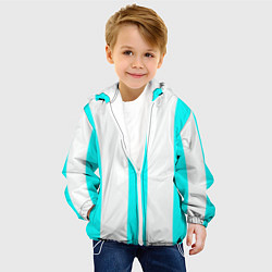 Куртка с капюшоном детская Color light blue white lines, цвет: 3D-белый — фото 2