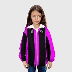 Куртка с капюшоном детская Color black pink lines, цвет: 3D-белый — фото 2