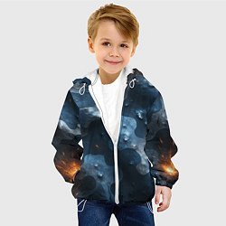 Куртка с капюшоном детская Синий камуфляж с каплями, цвет: 3D-белый — фото 2