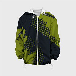 Куртка с капюшоном детская Абстрактная текстура в зеленом, цвет: 3D-белый