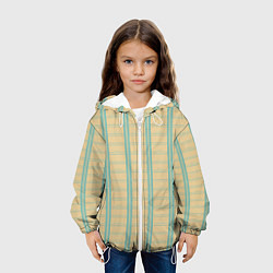 Куртка с капюшоном детская Color beige cage light blue stripes, цвет: 3D-белый — фото 2