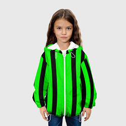 Куртка с капюшоном детская Color black and green stripes, цвет: 3D-белый — фото 2