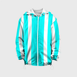 Куртка с капюшоном детская Color blue white stripes, цвет: 3D-белый