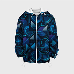 Куртка с капюшоном детская Футуристическая сине-фиолетовая абстракция с хакер, цвет: 3D-белый