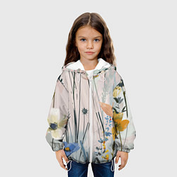 Куртка с капюшоном детская Цветы полевые, цвет: 3D-белый — фото 2