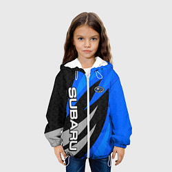 Куртка с капюшоном детская Subaru - синий, цвет: 3D-белый — фото 2