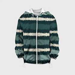 Куртка с капюшоном детская Полосы зигзагообразные зеленые, цвет: 3D-белый