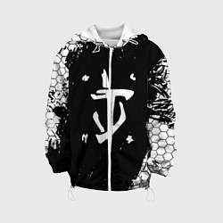 Куртка с капюшоном детская Doom соты краски, цвет: 3D-белый