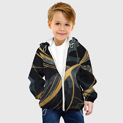 Куртка с капюшоном детская Мраморный узор с золотыми полосками, цвет: 3D-белый — фото 2