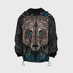 Куртка с капюшоном детская Медведь в виде древнего орнамента символов, цвет: 3D-черный