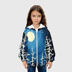 Куртка с капюшоном детская Полнолуние и берёзы акрилом, цвет: 3D-белый — фото 2