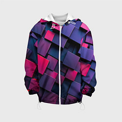 Куртка с капюшоном детская Неоновые квадраты, цвет: 3D-белый