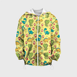 Куртка с капюшоном детская Динозаврики, цвет: 3D-белый