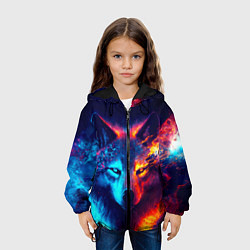 Куртка с капюшоном детская Волк льда и пламени, цвет: 3D-черный — фото 2