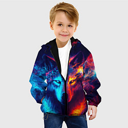 Куртка с капюшоном детская Волк льда и пламени, цвет: 3D-черный — фото 2