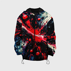 Куртка с капюшоном детская Разлитая красная масляная краска на чёрном, цвет: 3D-черный