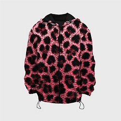 Куртка с капюшоном детская Леопардовый розовый, цвет: 3D-черный