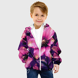 Куртка с капюшоном детская Волшебный розовый цветок с искрами, цвет: 3D-белый — фото 2