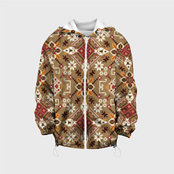 Куртка с капюшоном детская Традиционные славянские узоры, цвет: 3D-белый