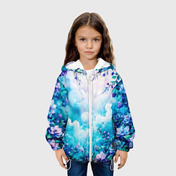 Куртка с капюшоном детская Фантастический цветочный с голубыми облаками, цвет: 3D-белый — фото 2