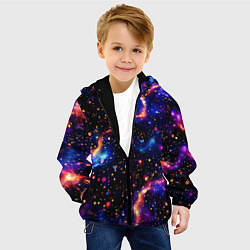 Куртка с капюшоном детская Стилизованный волшебный космос, цвет: 3D-черный — фото 2