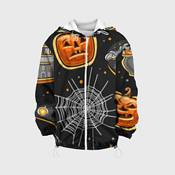 Куртка с капюшоном детская Атмосфера хэллоуина, цвет: 3D-белый