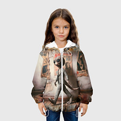 Куртка с капюшоном детская Пришелец в костюме в полосочку, цвет: 3D-белый — фото 2