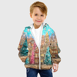 Куртка с капюшоном детская Новогодний город в блестках, цвет: 3D-белый — фото 2