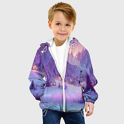 Куртка с капюшоном детская Новогодняя магическая атмосфера, цвет: 3D-белый — фото 2