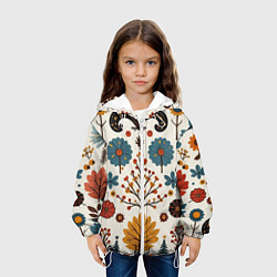 Куртка с капюшоном детская Осенние орнаменты, цвет: 3D-белый — фото 2