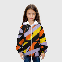Куртка с капюшоном детская Полоски краски абстракция, цвет: 3D-белый — фото 2