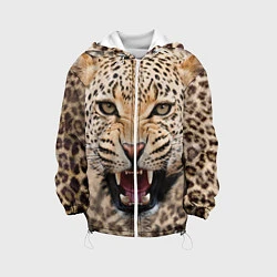 Куртка с капюшоном детская Взгляд леопарда, цвет: 3D-белый