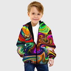 Куртка с капюшоном детская Неоновые разводы, цвет: 3D-черный — фото 2