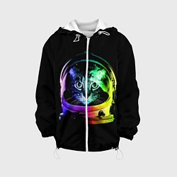 Куртка с капюшоном детская Кот космонавт, цвет: 3D-белый