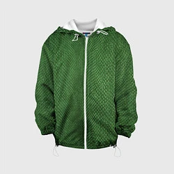 Куртка с капюшоном детская Змеиная зеленая кожа, цвет: 3D-белый
