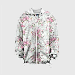 Куртка с капюшоном детская Flower pattern, цвет: 3D-белый
