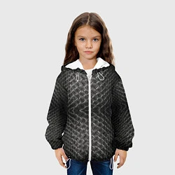 Куртка с капюшоном детская Черная кожа, цвет: 3D-белый — фото 2