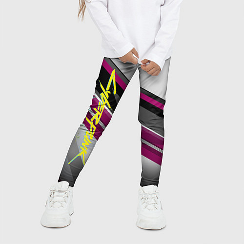 Детские легинсы Cyberpunk 2077: Violet Style / 3D-принт – фото 3