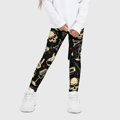 Детские легинсы Гранж с черепами / 3D-принт – фото 3