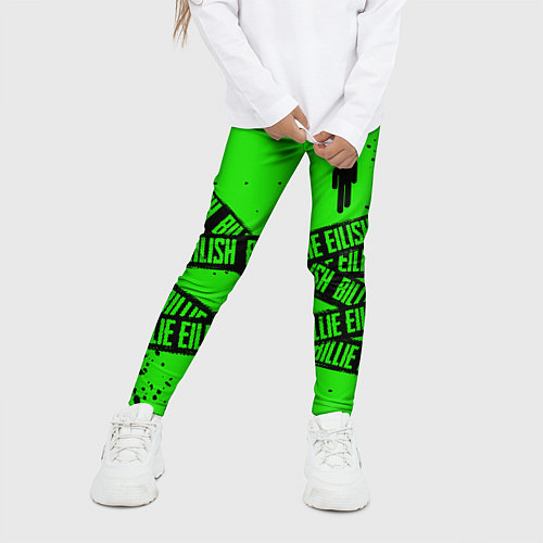 Детские легинсы BILLIE EILISH: Green & Black Tape / 3D-принт – фото 3