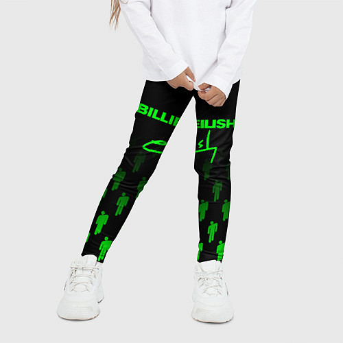 Детские легинсы Billie Eilish: Green & Black Autograph / 3D-принт – фото 3