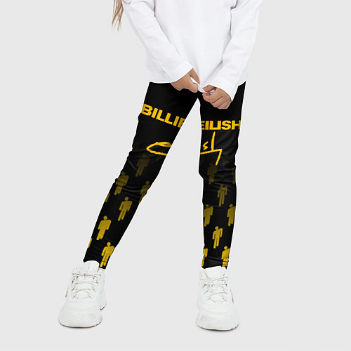 Детские легинсы Billie Eilish: Yellow & Black Autograph / 3D-принт – фото 3